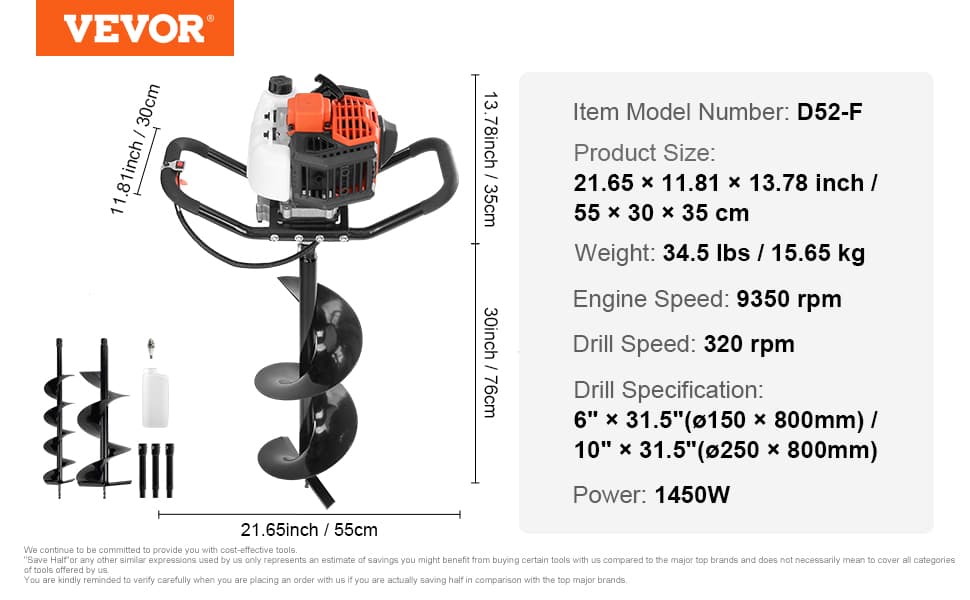 Auger 1 Man, 6"-8" Auger 1 Man, 6"-8"